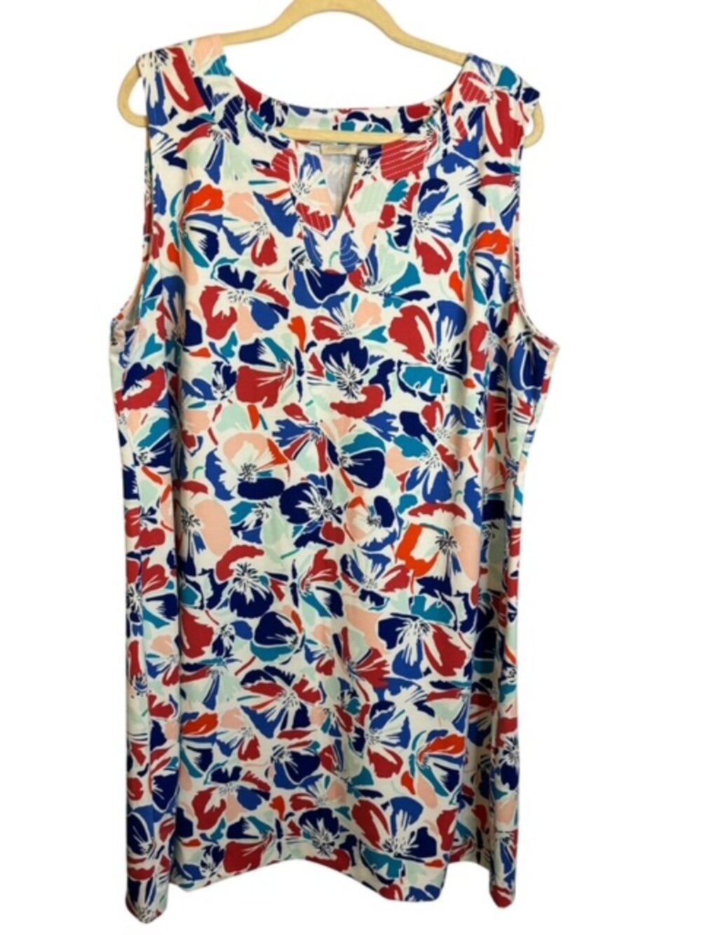 Talbots Dress Women's 2X Floral Shift Summer Vacation Sleeveless